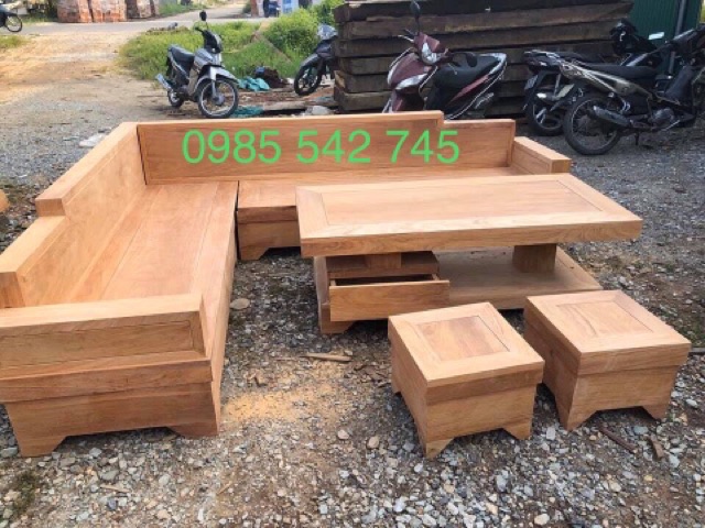 Bàn ghế sopha gỗ gõ đỏ kê góc