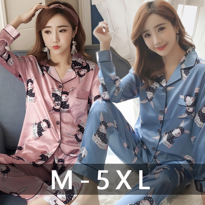 Bộ Đồ Ngủ Pijama Vải Lụa Mát In Họa Tiết Dễ Thương Cho Nữ | BigBuy360 - bigbuy360.vn