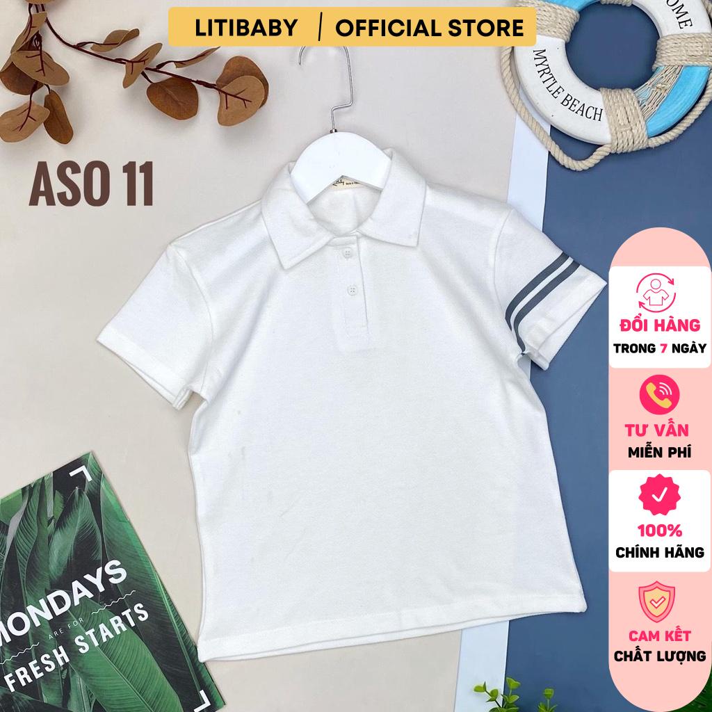 Áo cotton LITIBABY có cổ sọc tay, chất mát, không nhăn, size 6/14T