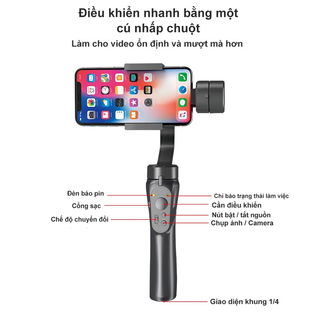 Gimbal cầm tay chống rung cho điện thoại-Tay Cam Quay Phim -NBH4YT