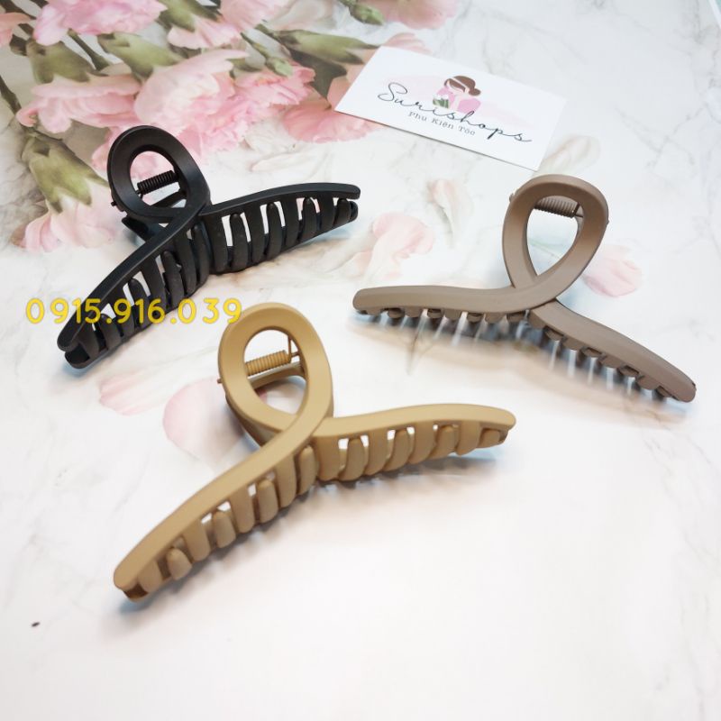 Kẹp tóc càng cua 11 cm, kẹp tóc nhựa màu nâu tây