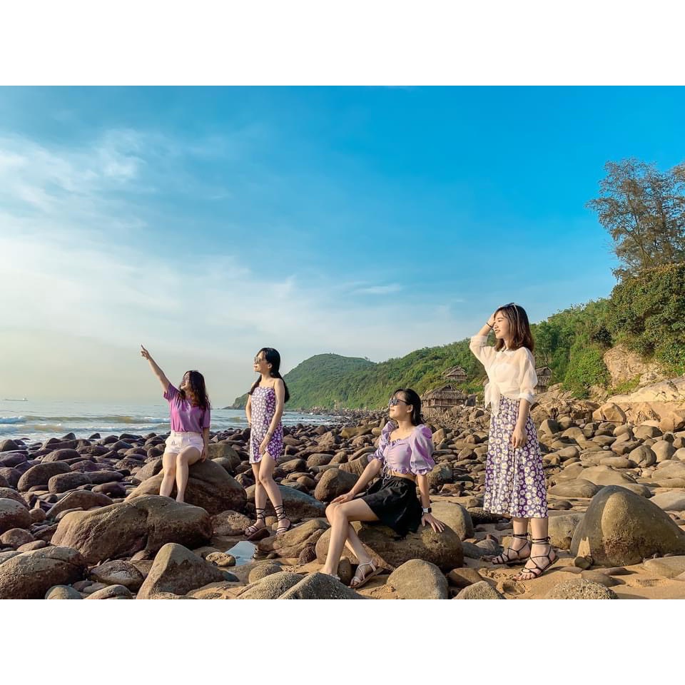 Pass Chân váy xòe hoa dáng dài màu tím V14