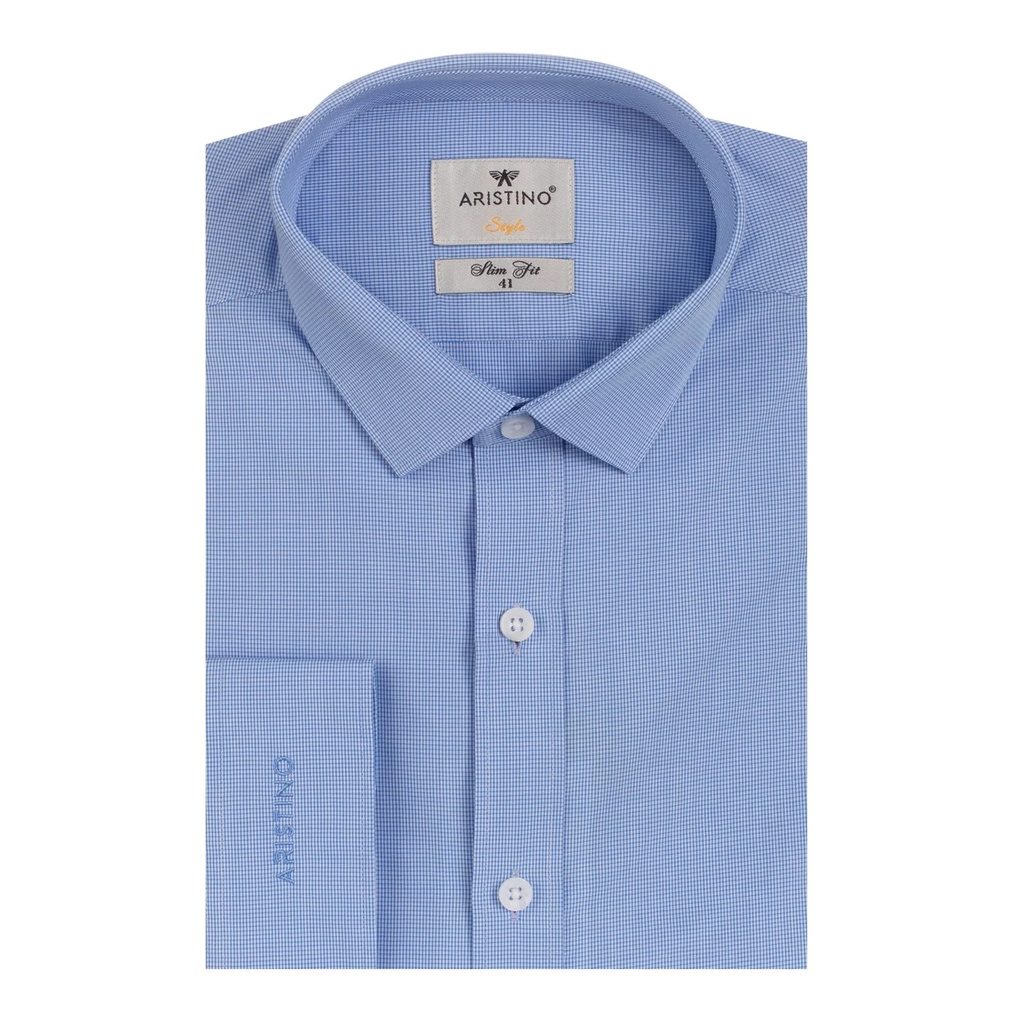 Áo Sơ Mi Nam Dài Tay ARISTINO ALS60708 Somi Công Sở Cao Cấp Màu Xanh Kẻ Ô Chữ Nhật Nhỏ Vải Sợi Tre Dáng Ôm Không Túi | BigBuy360 - bigbuy360.vn