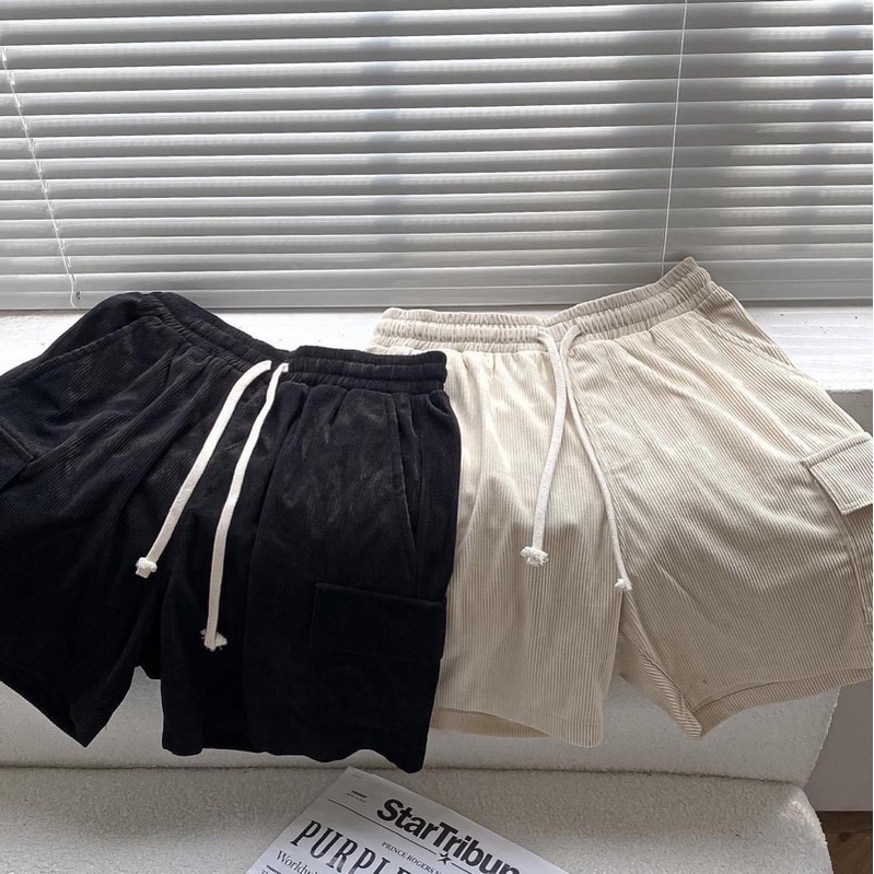 QUẦN SHORT NHUNG TĂM TÚI HỘP FORM UNISEX NAM NỮ