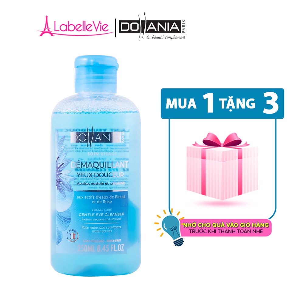 Nước tẩy trang dành cho mắt, môi Dollania dưỡng ẩm, làm sạch sâu, cho da mềm mịn 250ml