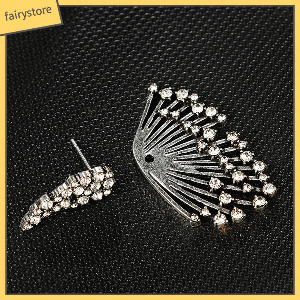 1 Đôi Bông Tai Hình Đôi Cánh Đính Đá Lấp Lánh Phong Cách Retro Dành Cho Nữ