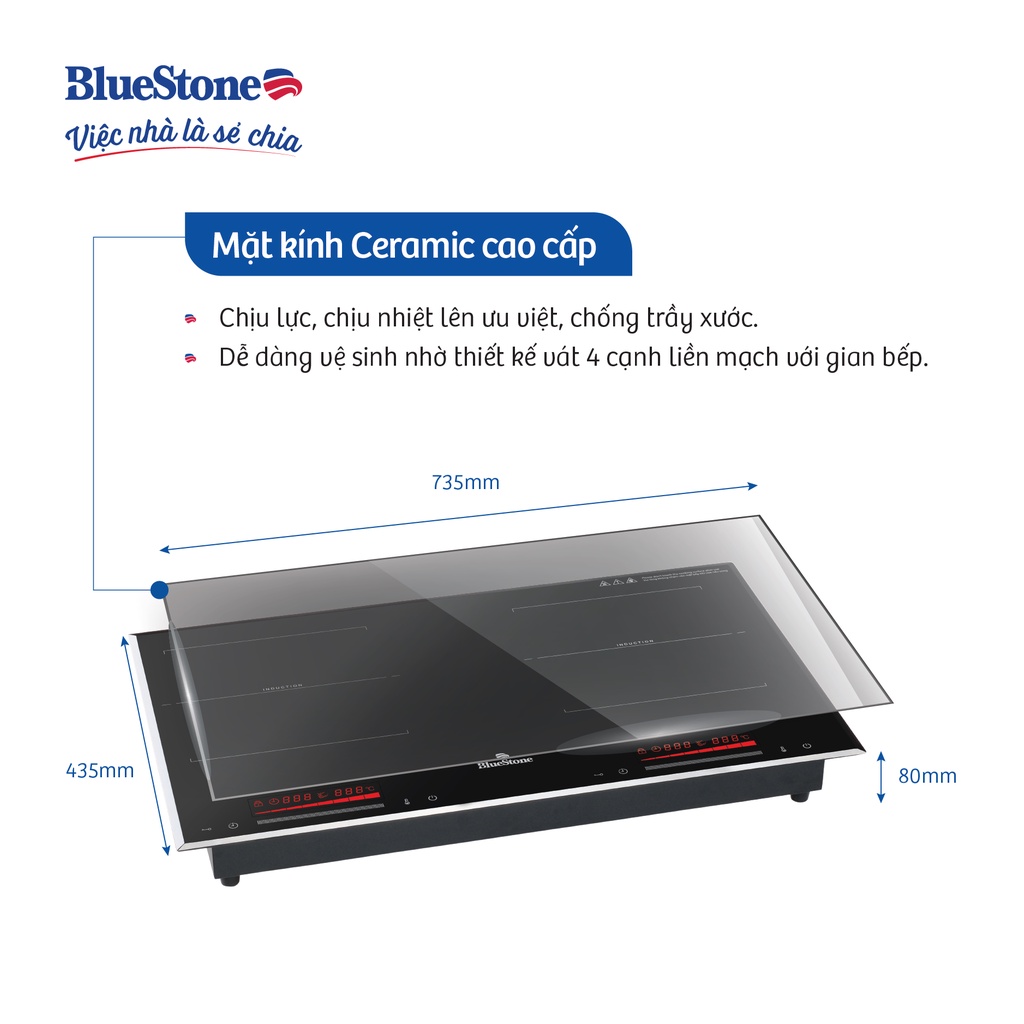 [Mã ELRE3T5 giảm 15% đơn 10TR] Bếp Từ Đôi 3400W Bluestone ICB-6917