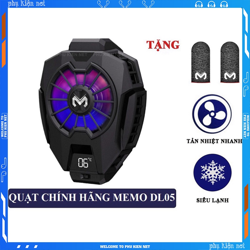 Quạt tản nhiệt điện thoại MEMO DL05 Siêu lạnh, hiển thị nhiệt độ, LED RGB, Kẹp thu vào 2 chiều