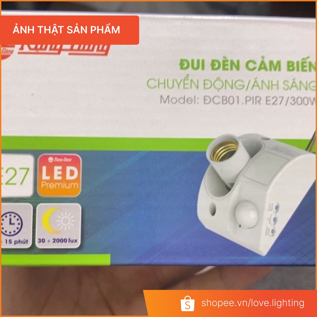 Đui đèn cảm biến E27 điều chỉnh góc sáng đèn, thời gian, độ nhạy ĐCB01.PIR E27/300W