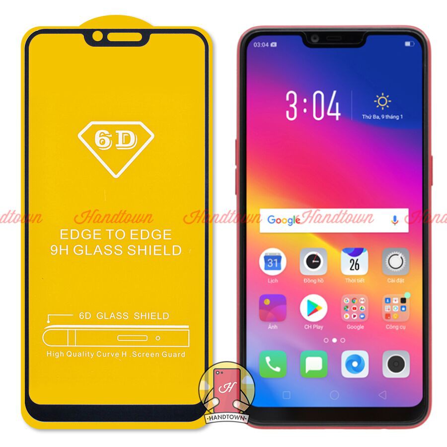 Kính Cường Lực 6D Cho Oppo A3S Full Màn, Full Keo Thế Hệ Mới