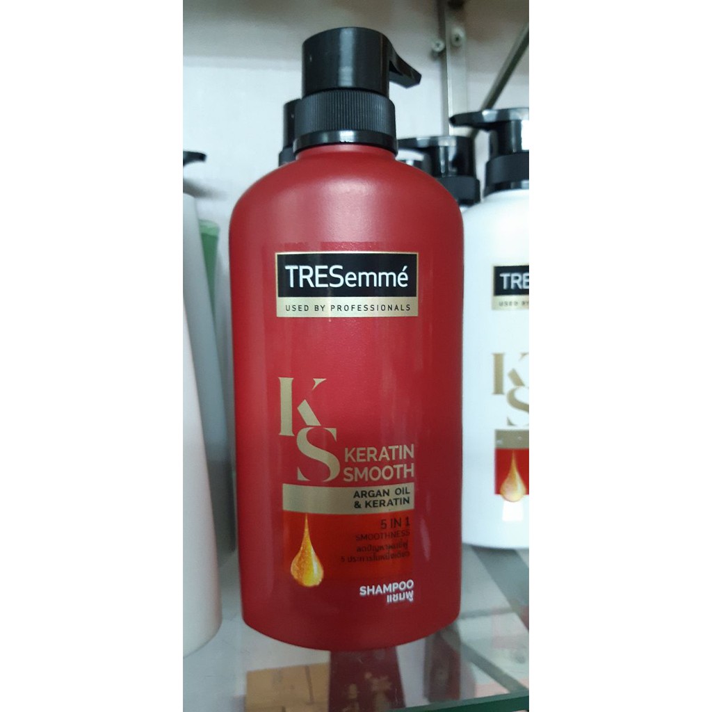 Dầu gội đầu TRESEMME Keratin Smooth màu đỏ-Thái Lan 450ML 5 TRONG 1 SUÔN MƯỢT VÀO NẾP