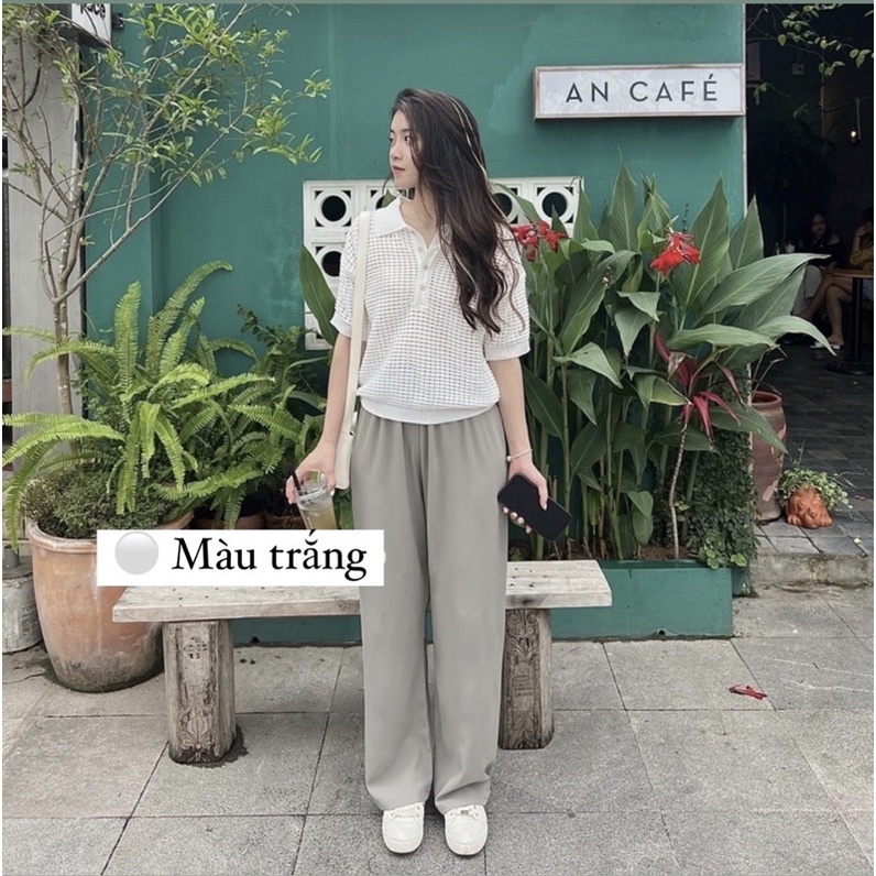 Áo polo lưới dệt basic 2 màu( be,trăng ) - Ảnh thật Bisou | BigBuy360 - bigbuy360.vn