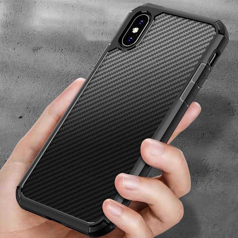 Ốp lưng IPAKY cho iPhone X / XS / XR / XS Max - Mặt lưng CARBON TRONG chống bám vân tay