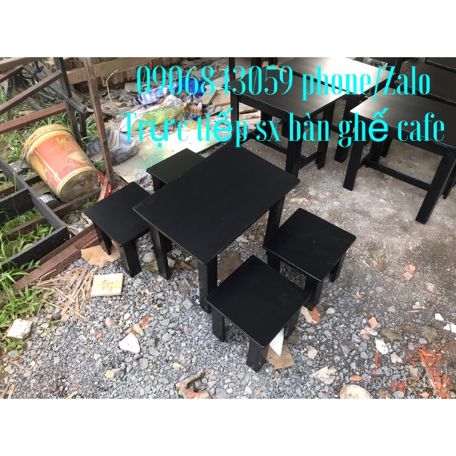 Bộ bàn ghế gỗ cafe Sơn đen