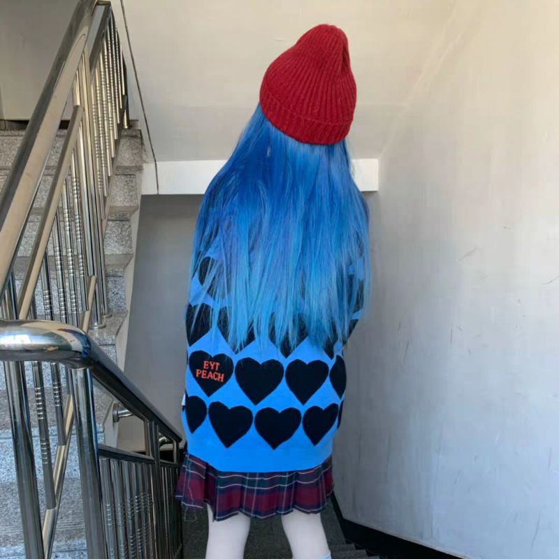 Wig/Tóc giả teen/Lolita mái bằng màu xanh dương cá tính C8303