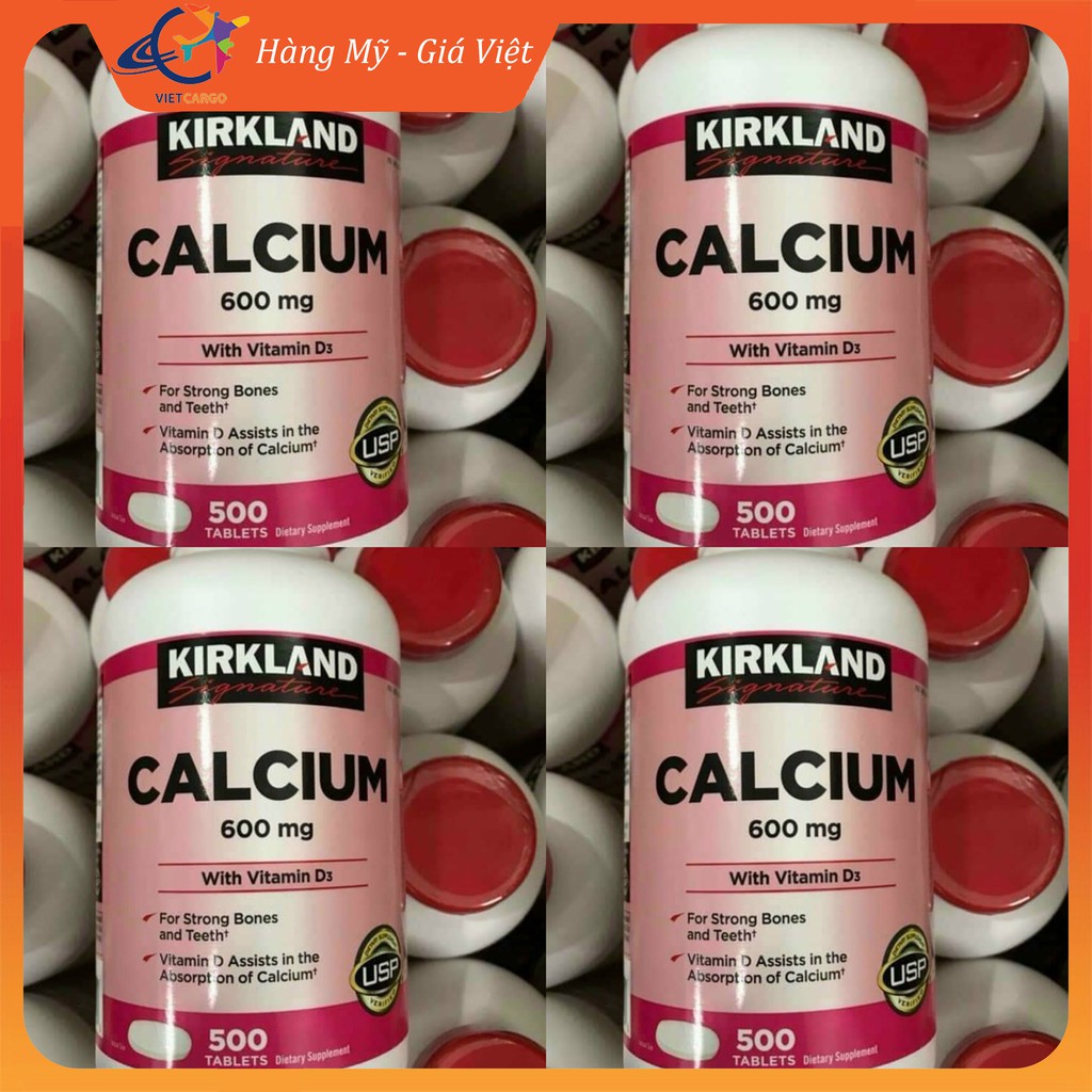 Viên Uống Bổ Sung Canxi Kirkland Calcium 600mg Vitamin D3 – Mỹ (Hộp 500viên)