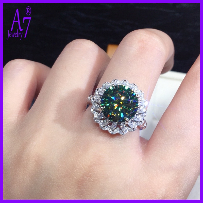 Nhẫn mạ bạc 925 đính đá xanh phong cách sang trọng