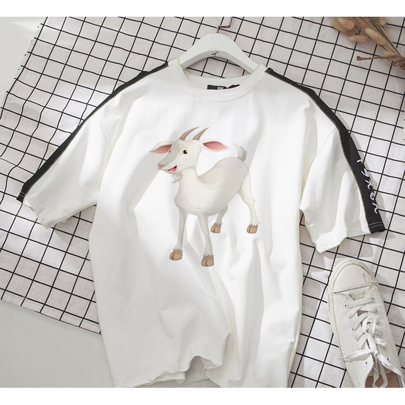 Áo thun Cotton Unisex - 12 Con Giáp - Tuổi Mùi - Hình vẽ dê trắng