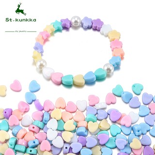 St.kunkka Set 100 Hạt Xỏ Lỗ Hình Trái Tim / Ngôi Sao / Hoa Làm Trang Sức Thủ Công