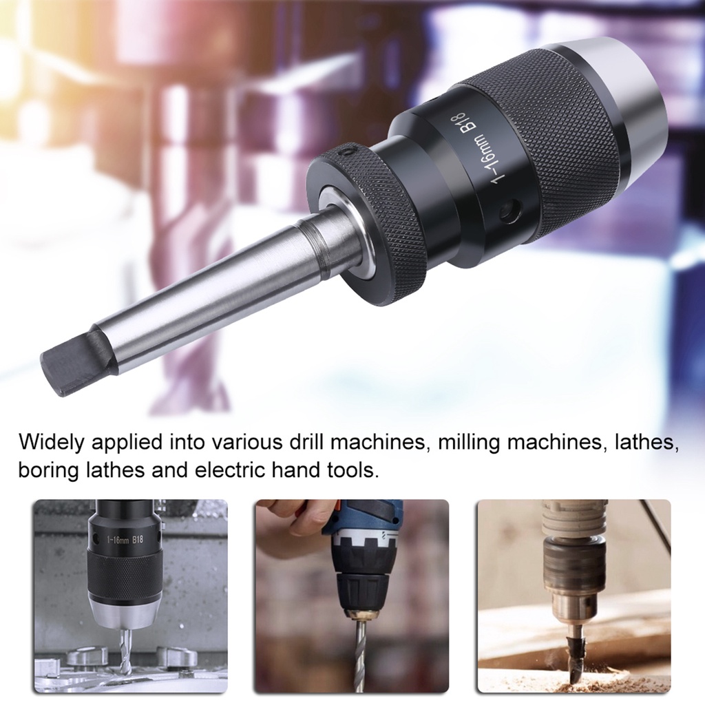 Đầu Kẹp Mũi Khoan B18 1-16mm + MT2-B18 Arbor Cho Máy Tiện MK2