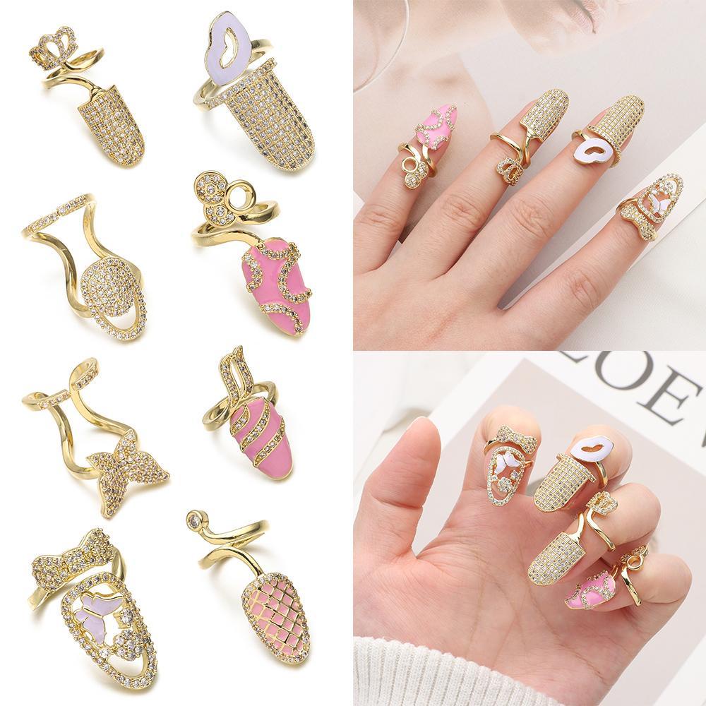 Nhẫn Thiết Kế Xinh Xắn Thời Trang|Vỏ Bọc Bảo Vệ Móng Tay Màu Sắc Đơn Giản