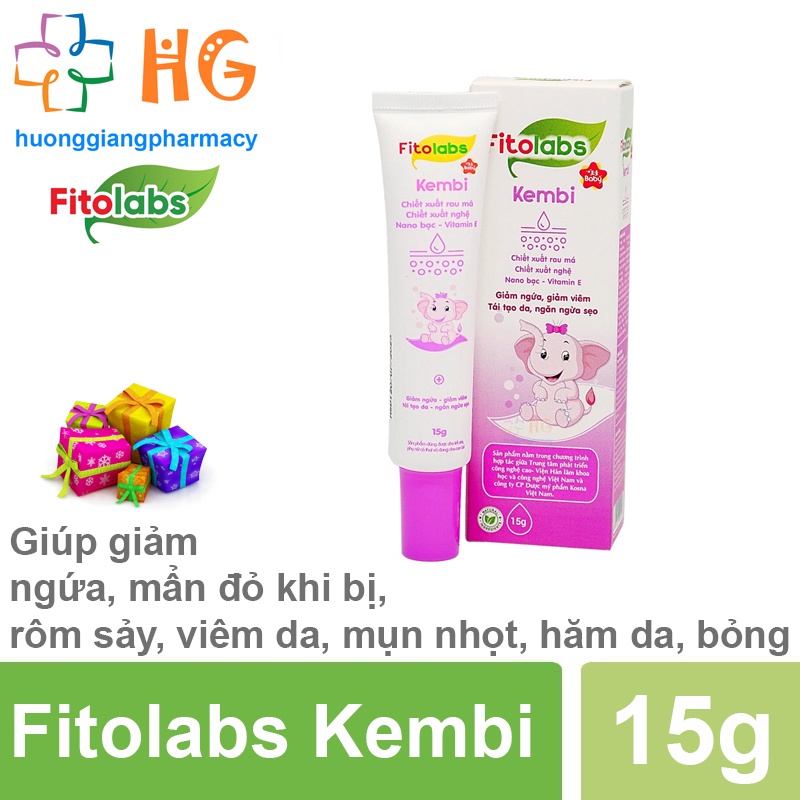 Kem bôi da Fitolabs Kembi chứa nano bạc giúp làm sạch da gảm ngứa hạn chế chàm rôm sảy cho bé Tuýp 15g