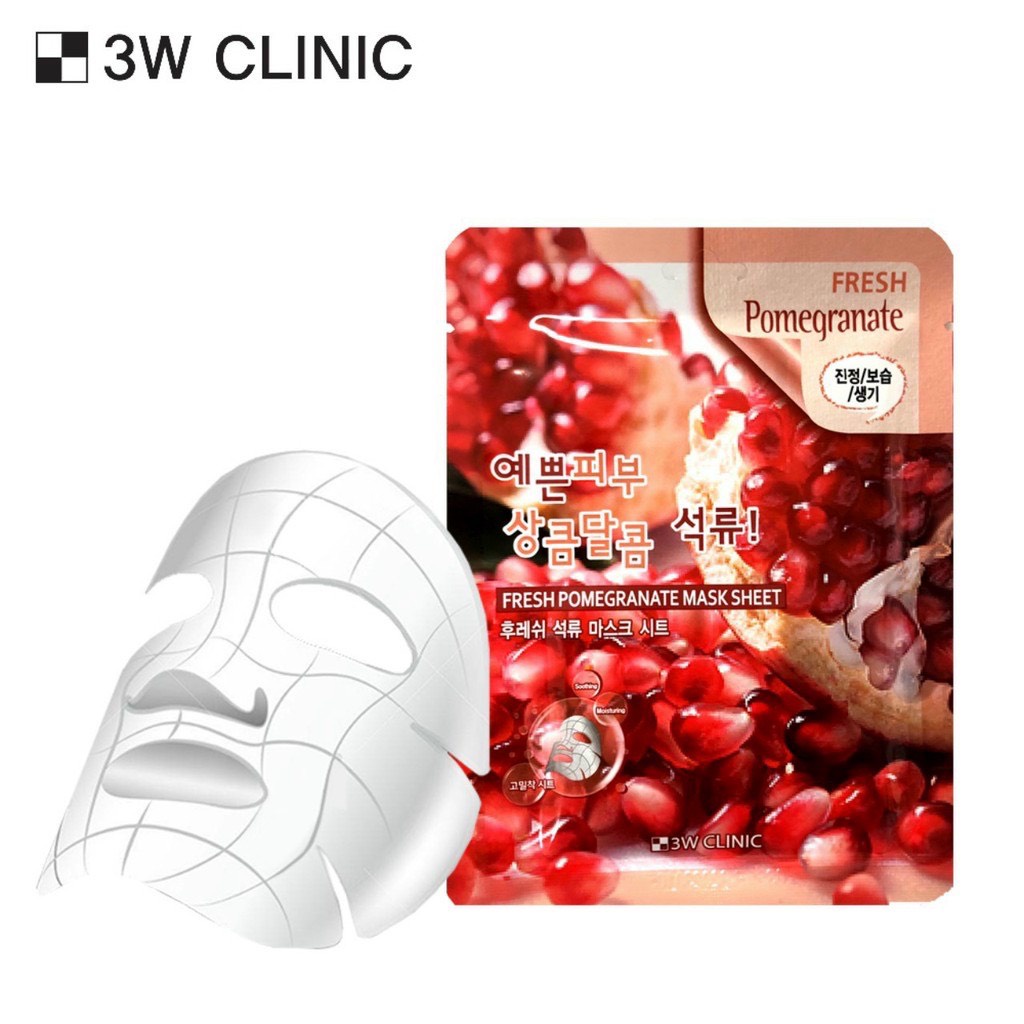 Mặt nạ giấy - Mask dưỡng trắng da dưỡng ẩm chiết xuất từ thiên nhiên 3W CLINIC Hàn Quốc 23ml nhiều vị