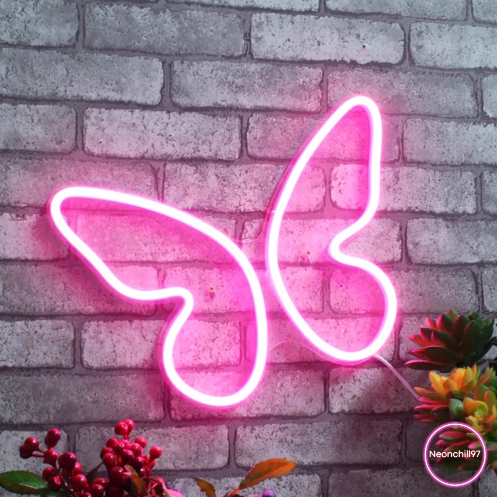 Đèn led Neon Hình Bướm, Neonchill97, 25 x 20 cm, Đèn led trang trí