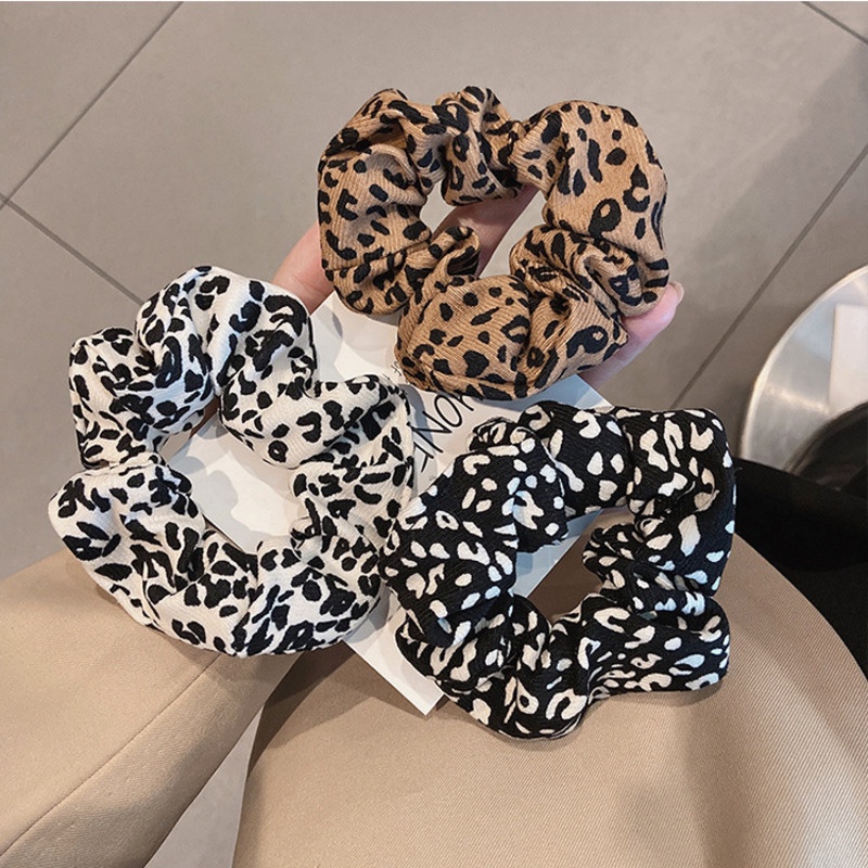 Dây buộc tóc, cột tóc Scrunchies họa tiết da báo phong cách Vintage thời trang cho nữ JeliShop