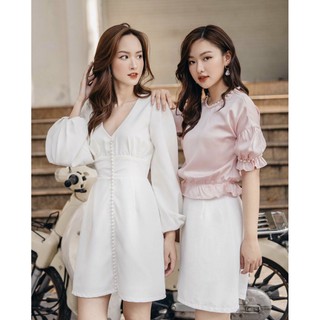 [Kèm ảnh và video chính chủ]- Đầm trắng nút ngọc