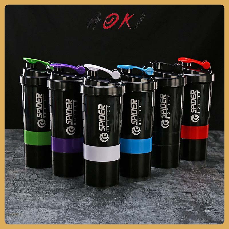 Bình nước, bình lắc, shaker thể thao, tập gym 450ml có hộp chia ngăn đựng whey