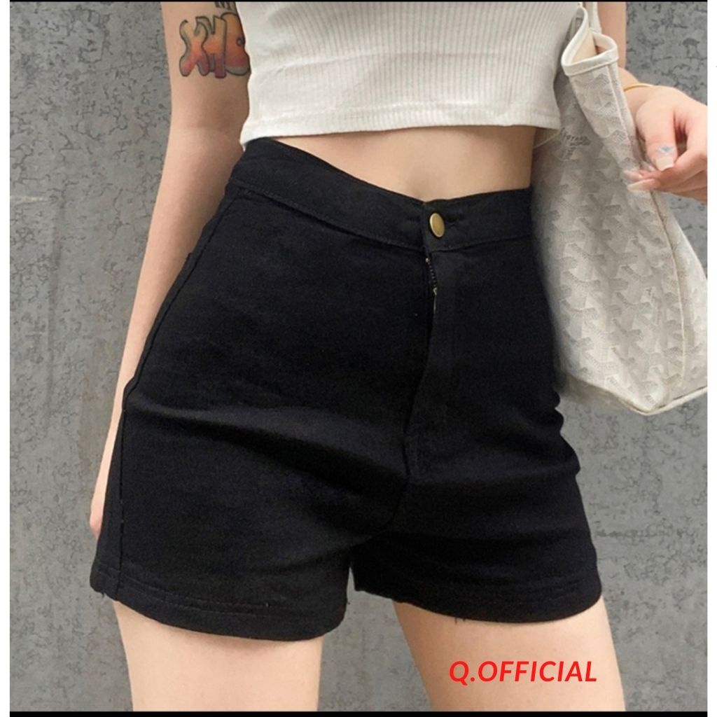 Quần Short Nữ Jean Giấy cạp Cao Khóa Trước Q.official