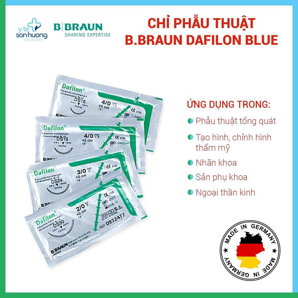 Chỉ phẫu thuật Dafilon(Chỉ Nylon) chỉ không tan dùng trong thẩm mỹ, nhãn khoa,sản phụ khoa, chỉnh hình