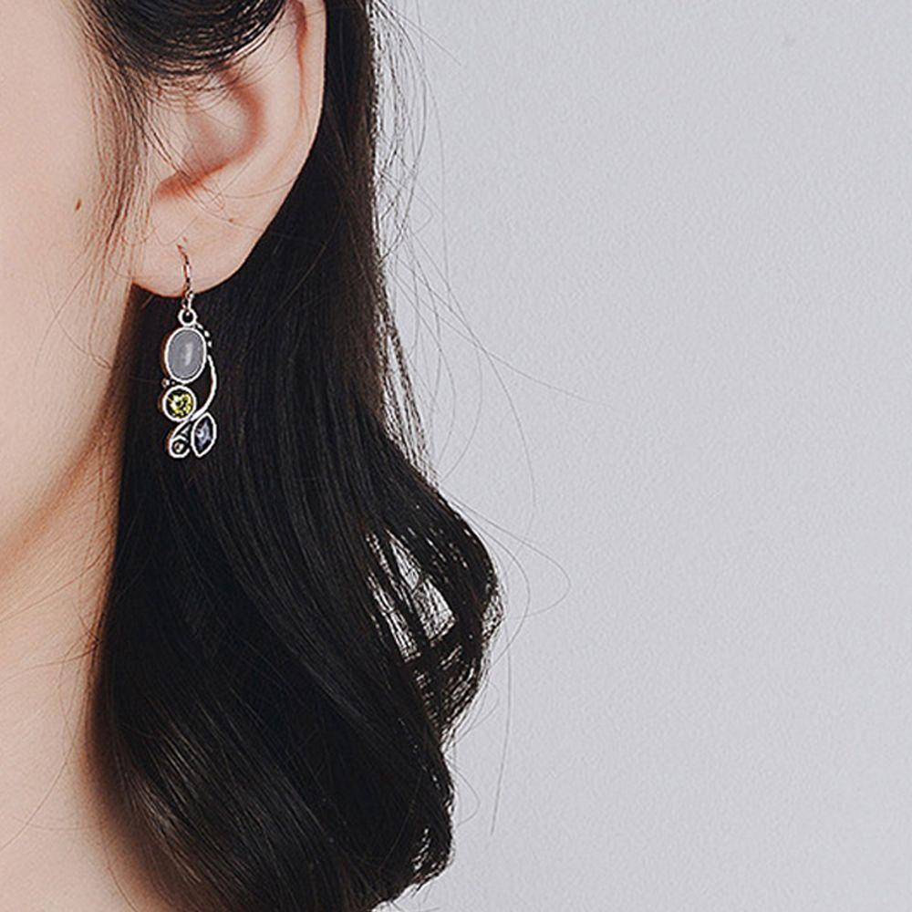 NIUYOU Hoa Tai Dáng Dài Đính Đá Mặt Trăng