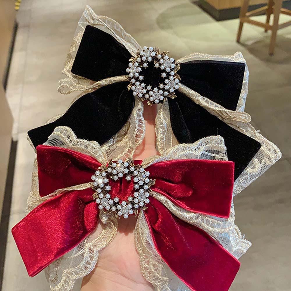 Kẹp Tóc Nơ Ren Ruy Băng Xinh Xắn Hợp Thời Trang Cho Bạn Gái