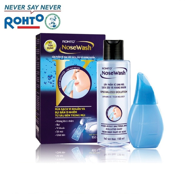 Bộ tiện dụng vệ sinh mũi Rohto NoseWash miniset (1 bình vệ sinh mũi Easy Shower và 1 bình dung dịch 150ml)