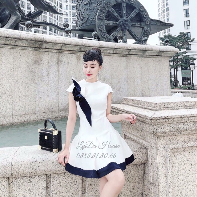 Váy xoè trắng tag hoa nổi hàng thiết kế cao cấp cực đẹp sz sm