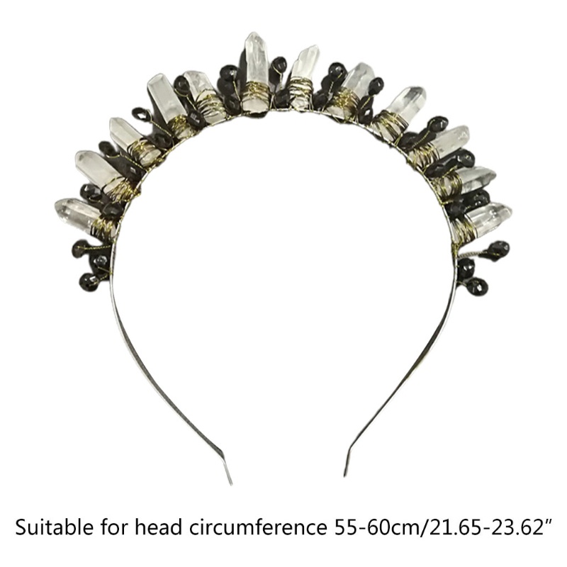 Cài Tóc Hình Vương Miện Đính Hạt Pha Lê Đen Phong Cách Công Chúa Vintage