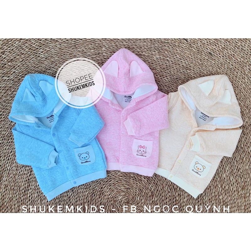 Khoác trần bông có tai thỏ, có túi hãng Goodmama- áo khoác trần bông