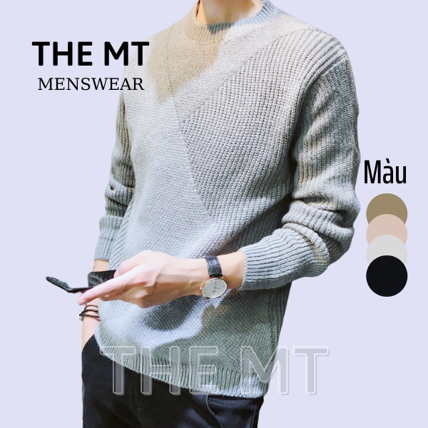 Áo len nam cổ tròn THE MT gân chéo phong cách Hàn Quốc mẫu mới năm 2021