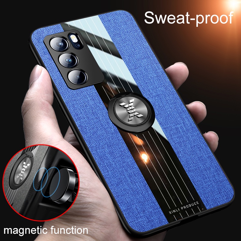 Ốp điện thoại vải cứng khung mềm có nhẫn đỡ cho OPPO Reno6 Z Reno5 Pro Reno4 Z Pro 5G 4G Reno 6Pro 4Z 5Pro 6Pro 4Z