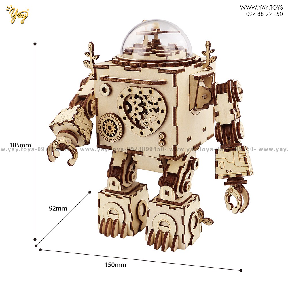 [BẢN XUẤT KHẨU TIẾNG ANH] Mô hình lắp ráp Rô-bốt Phát Nhạc 3D - Hộp nhạc Robotime