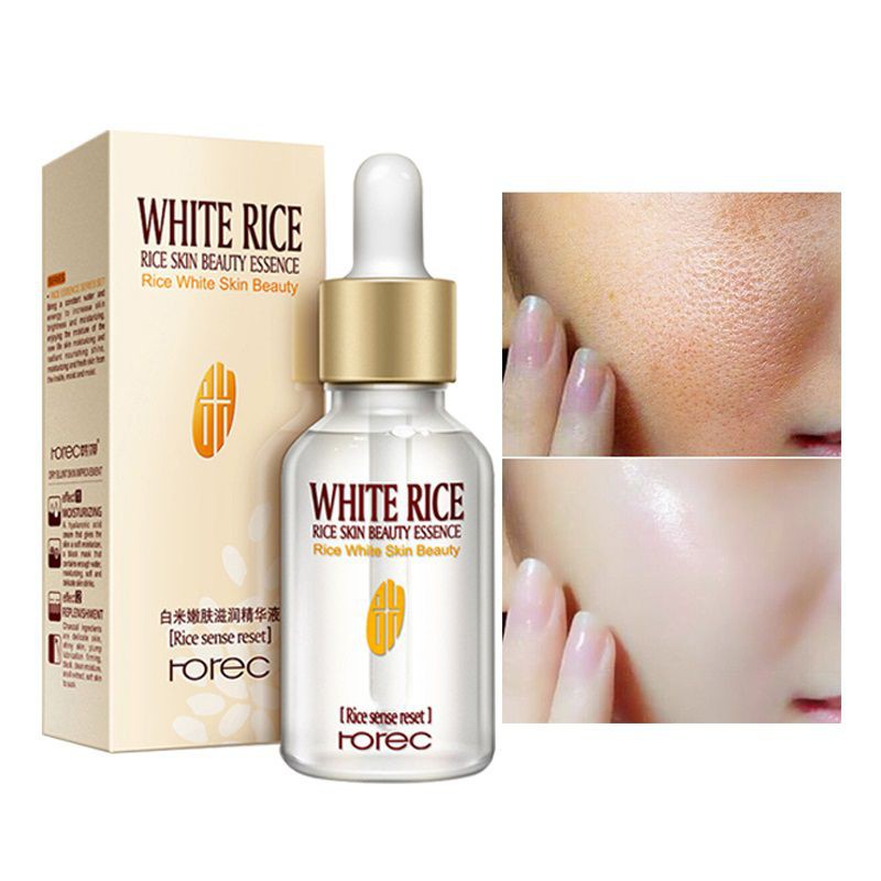 Pure Natural White Rice Skin Whitening Serum Moisturizing Hyaluronic Acid Vitamins Anti Wrinkle Facial Moisturizing Mask