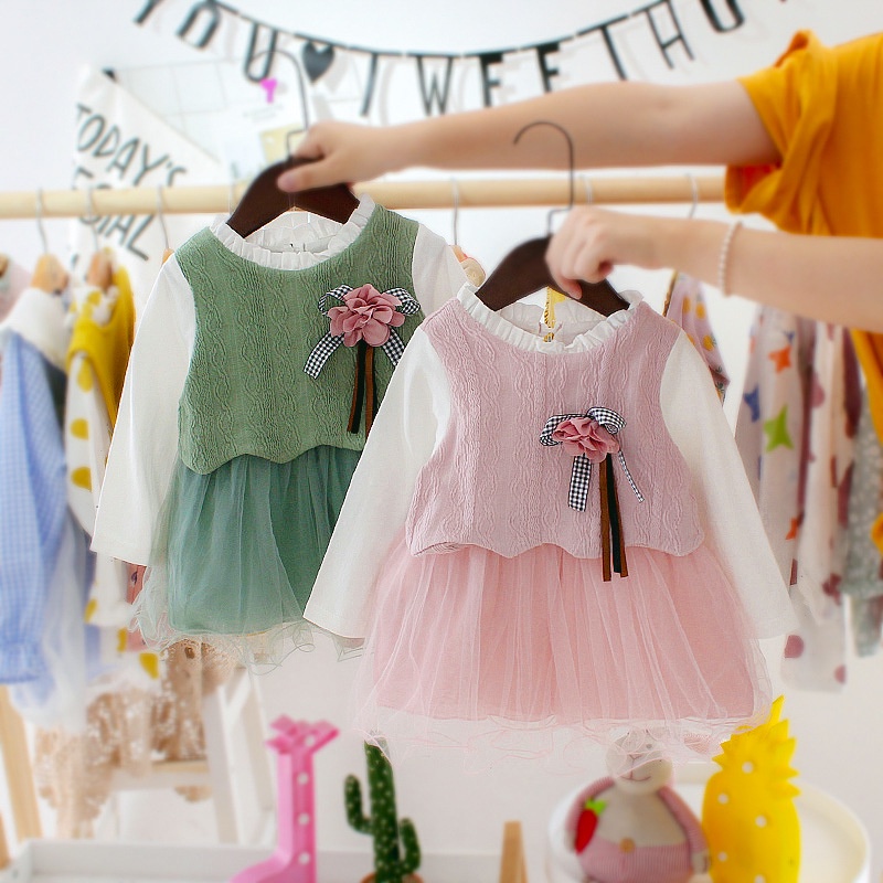 Váy bé gái Bồ Công Anh khoác ren phong cách hàn quốc cho bé dưới 2 tuổi