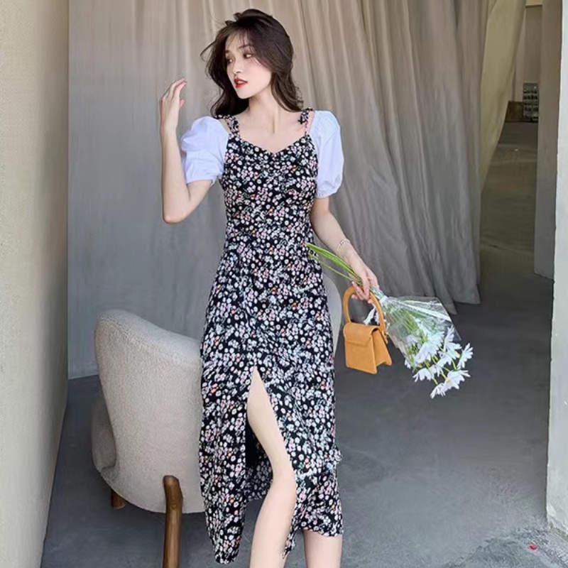 Đầm Hai Dây In Hoa Thời Trang Hàn Quốc Mới Cho Nữ