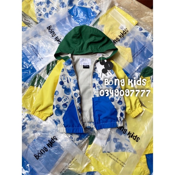 Áo Khoác Gió Hoodie Bé Trai Mickey Phối Màu ZR