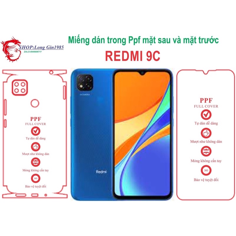 Redmi 9C miếng dán trong Ppf mặt sau và mặt trước chống va đập chống trầy xước tốt