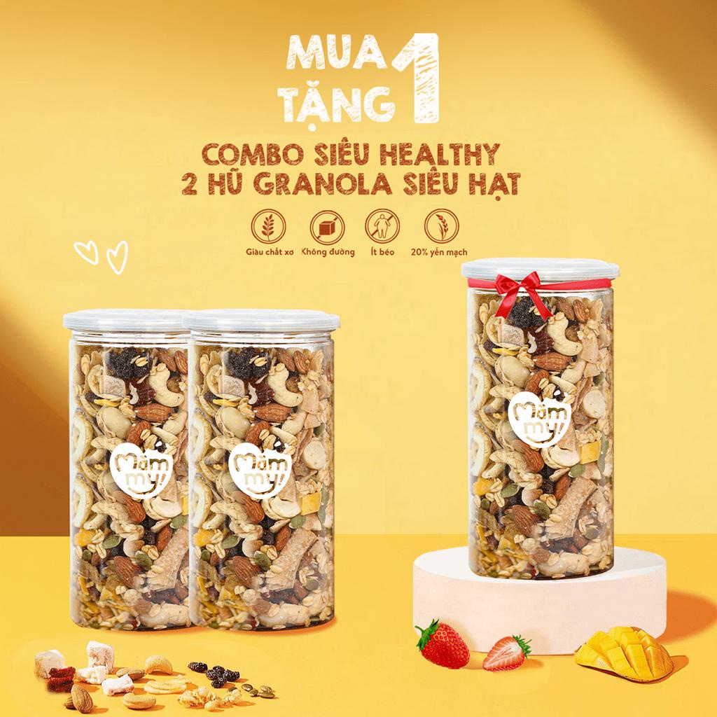 [Tặng 1 một hũ cùng loại] Combo siêu healthy cho mẹ bé 2 hũ granola Mămmy siêu hạt không có đường, 1kg