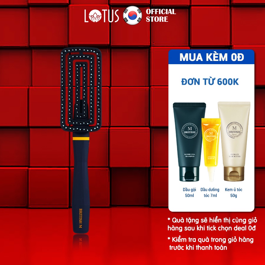 Lược gỡ rối chống rụng, sấy tạo kiểu và làm khô nhanh tóc BRITISH M FLEX GENTLE BRUSH chuẩn salon