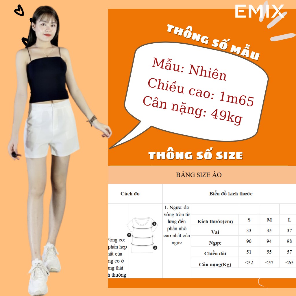 Áo croptop 2 dây EMIX (màu đen), dáng ngắn, sợi bún, vải cotton dày dặn, không sợ lộ, kín đáo